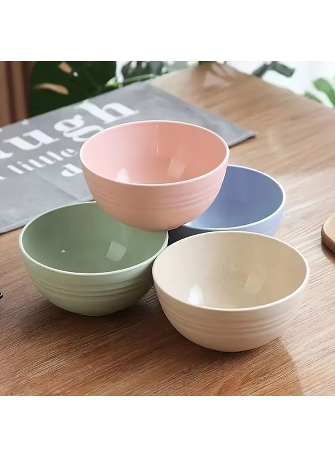 4pcs Rice Bowl Set Random Mixed Colors Sandproof Water Resistant Anti Fall Durable Natural Material Perfect For Dining Outdoor Restaurant Use Easy To Clean - Image 1