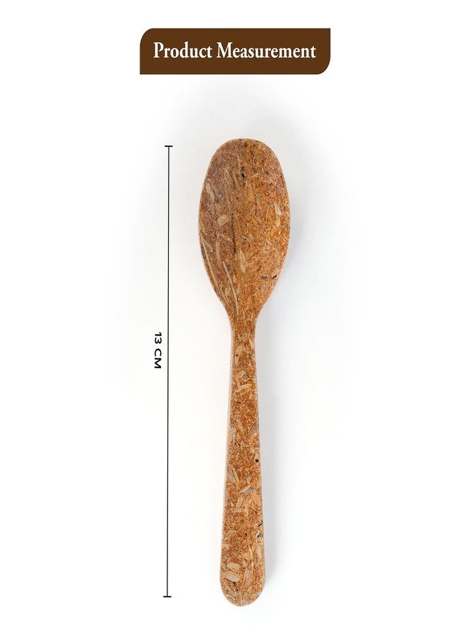 Thinaipporul Rice Bran Spoon | 13 CM Length | Made of Rice Bran & Husk | Natural Eco-Friendly Disposable Biodegradable & Compostable | [Pack of 25] - Image 2