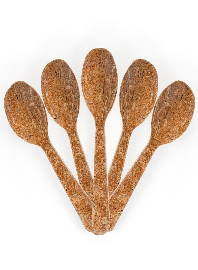 Thinaipporul Rice Bran Spoon | 13 CM Length | Made of Rice Bran & Husk | Natural Eco-Friendly Disposable Biodegradable & Compostable | [Pack of 25] - Image 1