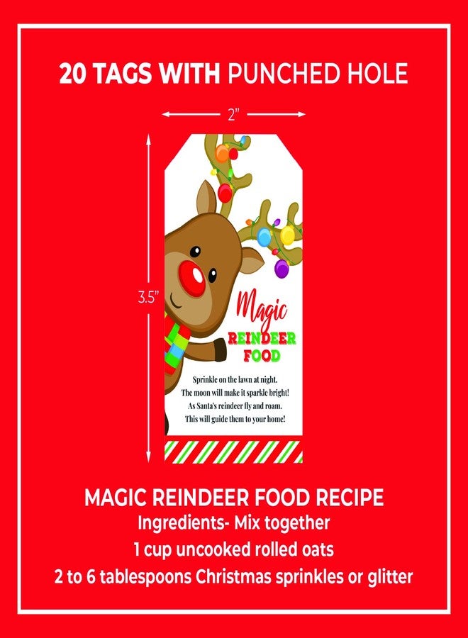 Pink Pixie Studio 20 Magic Reindeer Food Gift Tags for Christmas Eve Kids Christmas Party Favors - Santas Sleigh Rudolph Holiday Fun Labels for Treat Bags - Image 4