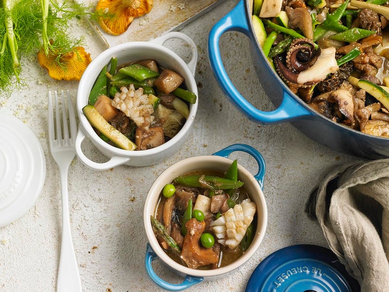 Le Creuset Stoneware Set of 4 Mini Cocottes with Cookbook, 8 oz. each, White - Image 3