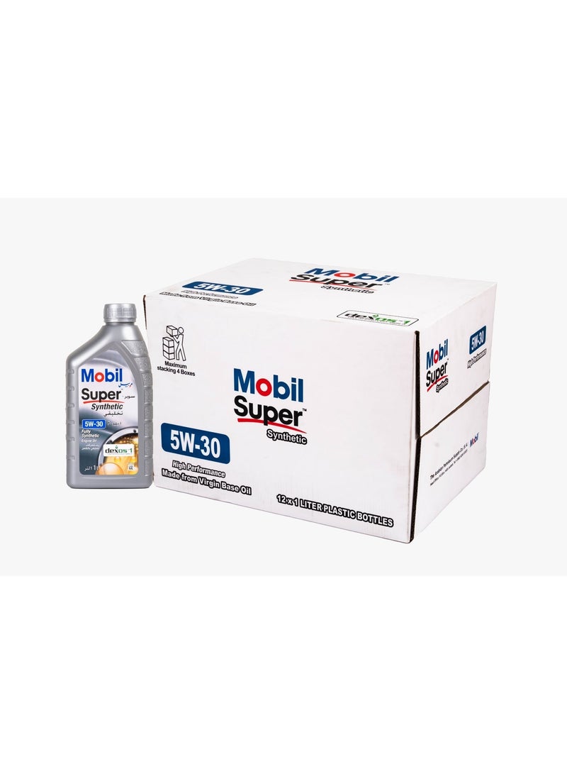 Mobil Super High Performance 5W-30 Fully Synthetic Motor Oil – 12X1L - Image 1