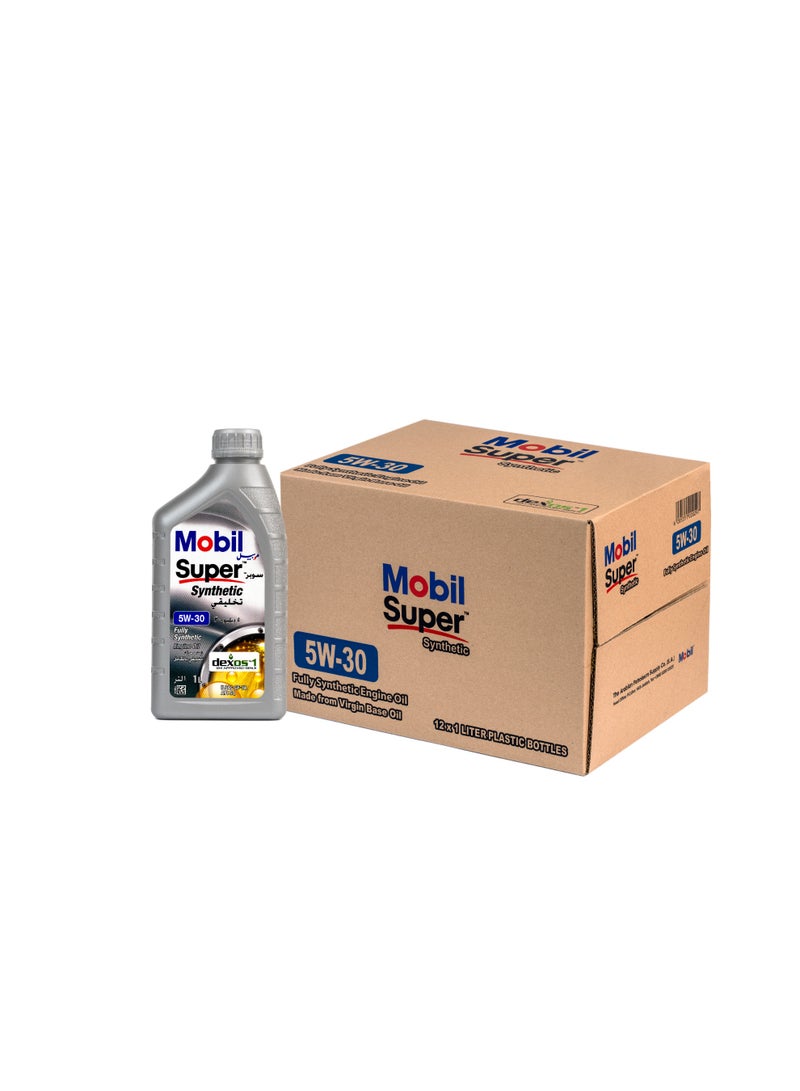 موبيل سوبر 5W-30 SQ (زيت محرك بتقنية اصطناعية عالية الأداء) - 12 × 1 لتر - Image 1