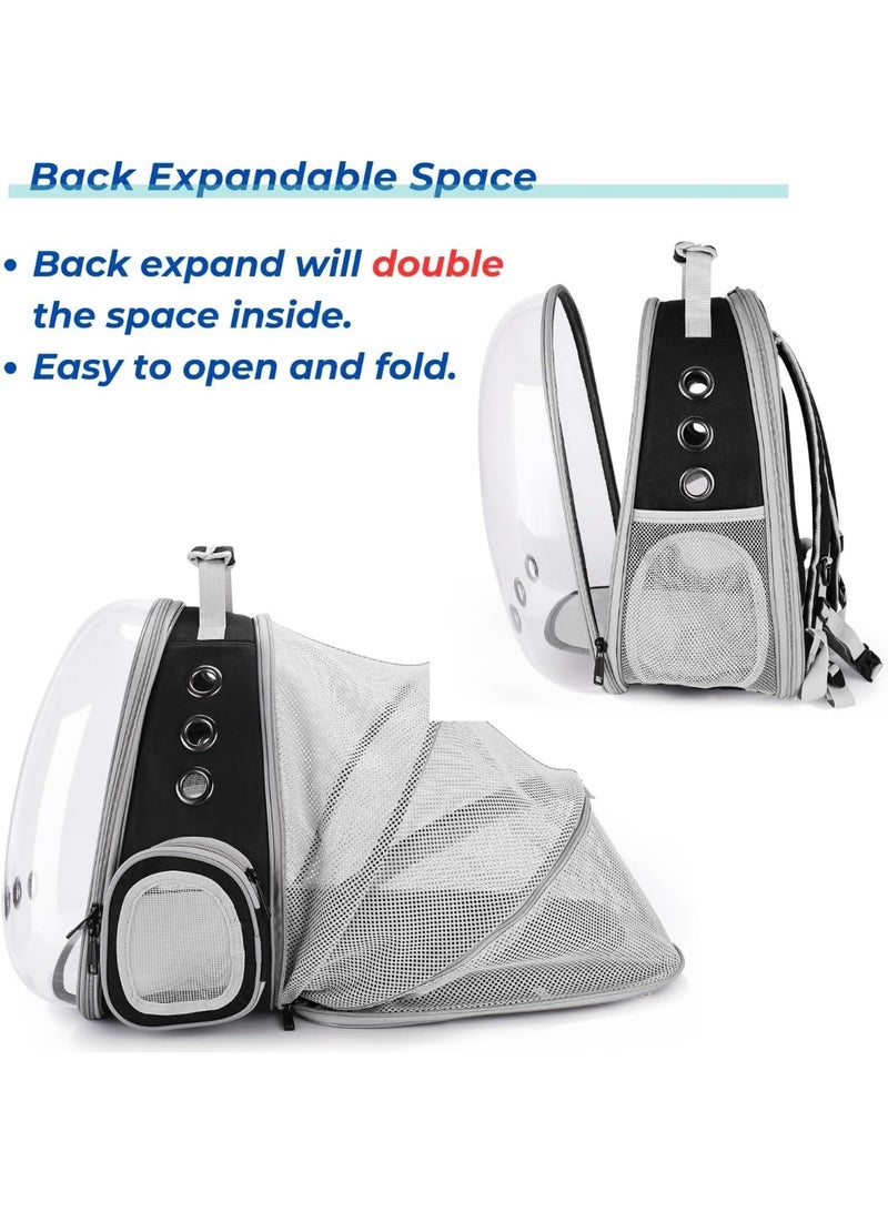 Soofam Bubble Expandable Cat Backpack Pet Travel Carrier with Transparent Hard Window, Breathable Mesh for Travel with Cats and Dogs and Outdoor Use,Black - Image 3