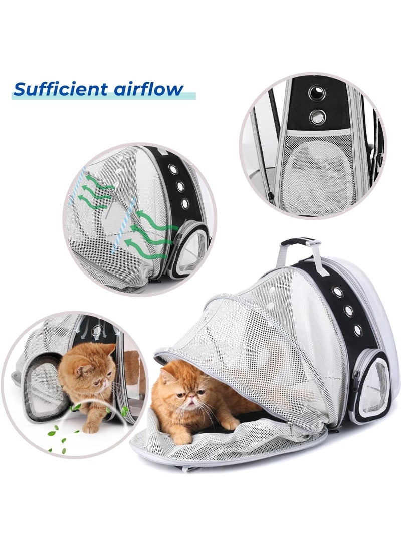 Soofam Bubble Expandable Cat Backpack Pet Travel Carrier with Transparent Hard Window, Breathable Mesh for Travel with Cats and Dogs and Outdoor Use,Black - Image 4