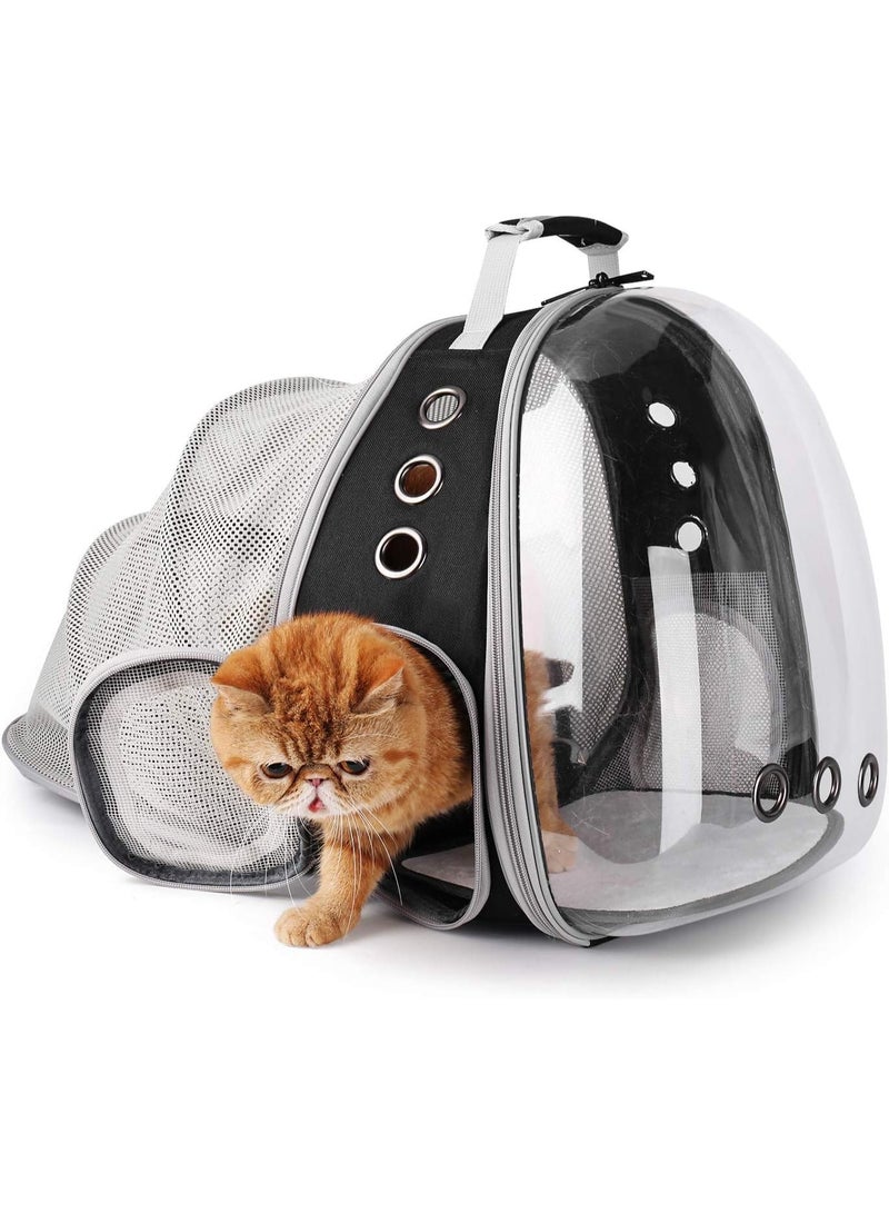 Soofam Bubble Expandable Cat Backpack Pet Travel Carrier with Transparent Hard Window, Breathable Mesh for Travel with Cats and Dogs and Outdoor Use,Black - Image 5