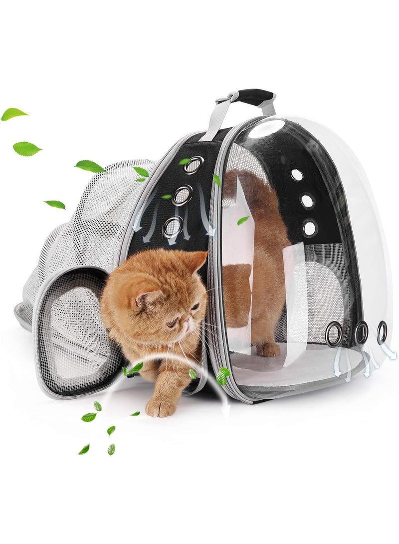 Soofam Bubble Expandable Cat Backpack Pet Travel Carrier with Transparent Hard Window, Breathable Mesh for Travel with Cats and Dogs and Outdoor Use,Black - Image 1