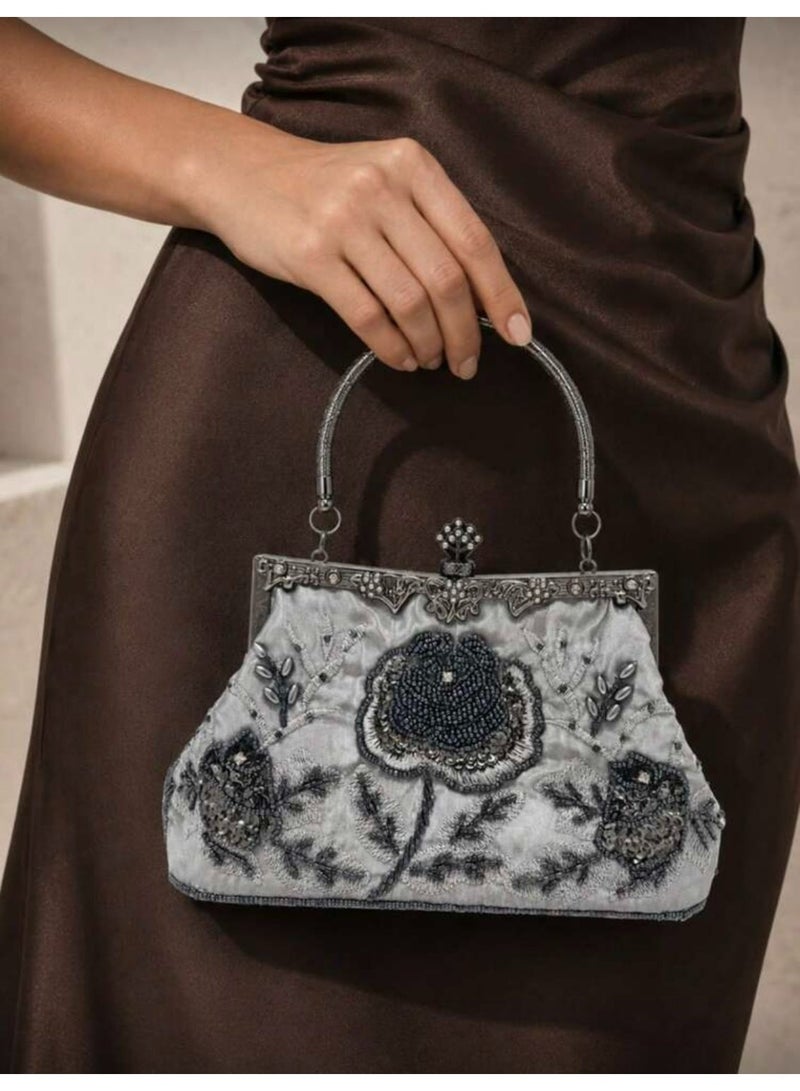 Women's Clutch Evening Bag Women's Handbag Vintage Beaded Bag Shoulder Bag with Removable Chain Perfect for Weddings, Ramadan, Birthdays,Prom Party,Gift For Woman Girl Mother Teacher - Image 1