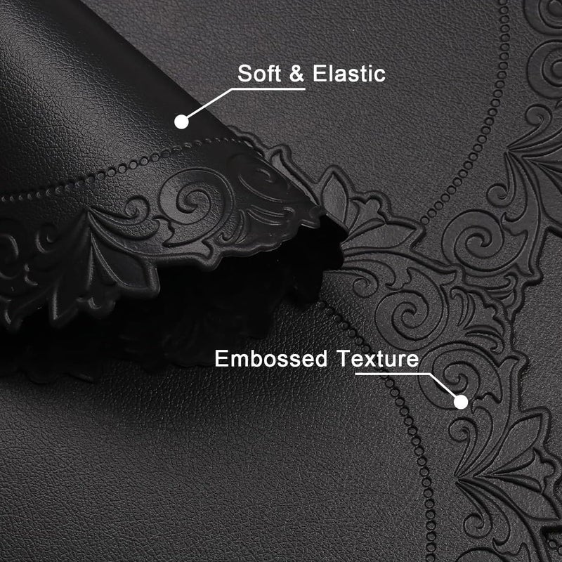 Noctiflorous Round Faux Leather 15 Inch Placemats Set of 6 Waterproof Wipeable Heat Resistant Tablemat for Dining Table Kitchen Non Slip Washable Oilproof Table Place Mat for Indoor Outdoor(Black, 6) - Image 2