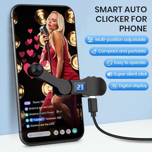 Shker Auto Clicker for Smart Phone, Phone Screen Device Speed Clicker for iPhone iPad Apps, Fast Click Simulation Finger Continuous Click for Game, Live Broadcasts Likes, Lightning Deal, Reward Task (Black) - Image 2