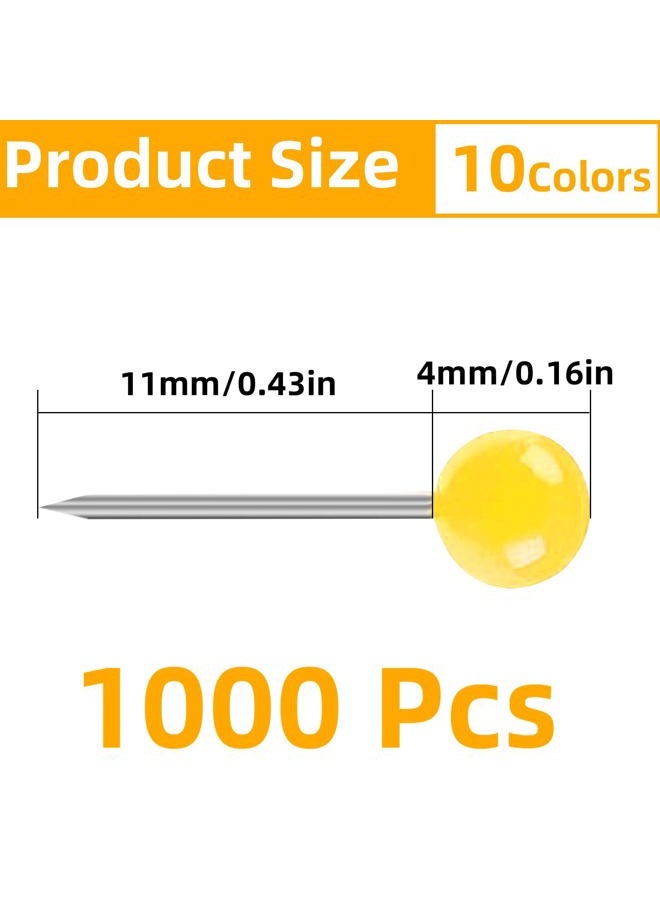 keepsweat 1000 Pcs Push Pins 10 Assorted Colors Plastic Thumb Tacks Round Head Beads Head Map Pin with Steel Points Decorative Pushpins for Cork Board Bulletin Board Map Maker Photo Wall Office Home Supplies - Image 2
