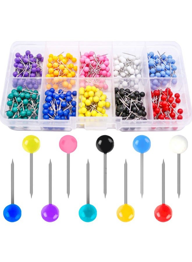 keepsweat 1000 Pcs Push Pins 10 Assorted Colors Plastic Thumb Tacks Round Head Beads Head Map Pin with Steel Points Decorative Pushpins for Cork Board Bulletin Board Map Maker Photo Wall Office Home Supplies - Image 1