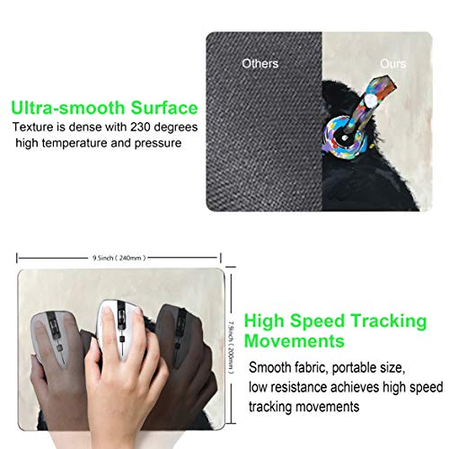 SHALYSONG Mouse pad, Mouse pad with Design, Gorilla Oil Painting Graffiti, Funny Home and Office Non-Slip Computer Mousepad - Image 3