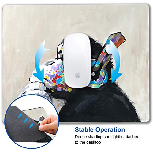 SHALYSONG Mouse pad, Mouse pad with Design, Gorilla Oil Painting Graffiti, Funny Home and Office Non-Slip Computer Mousepad - Image 5