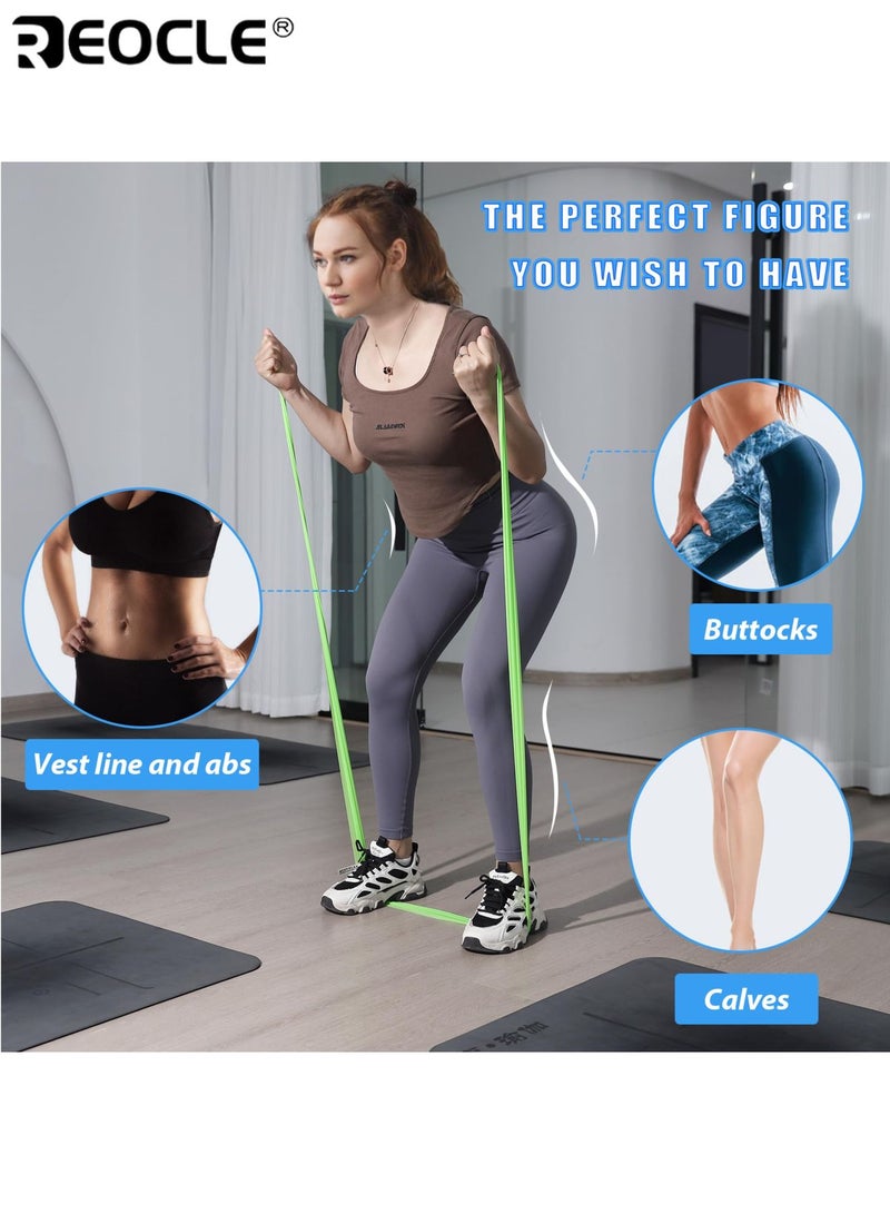 REOCLE 4pcs Yoga Resistance Bands Set Latex Tension Bands Strength Training Muscle Workout Stackable Design Sports Workout Equipment for Fitness Yoga Pilates - Image 5