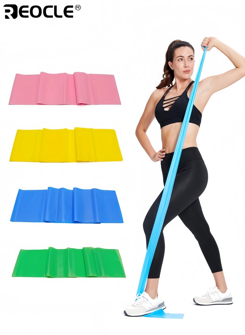 REOCLE 4pcs Yoga Resistance Bands Set Latex Tension Bands Strength Training Muscle Workout Stackable Design Sports Workout Equipment for Fitness Yoga Pilates - Image 1