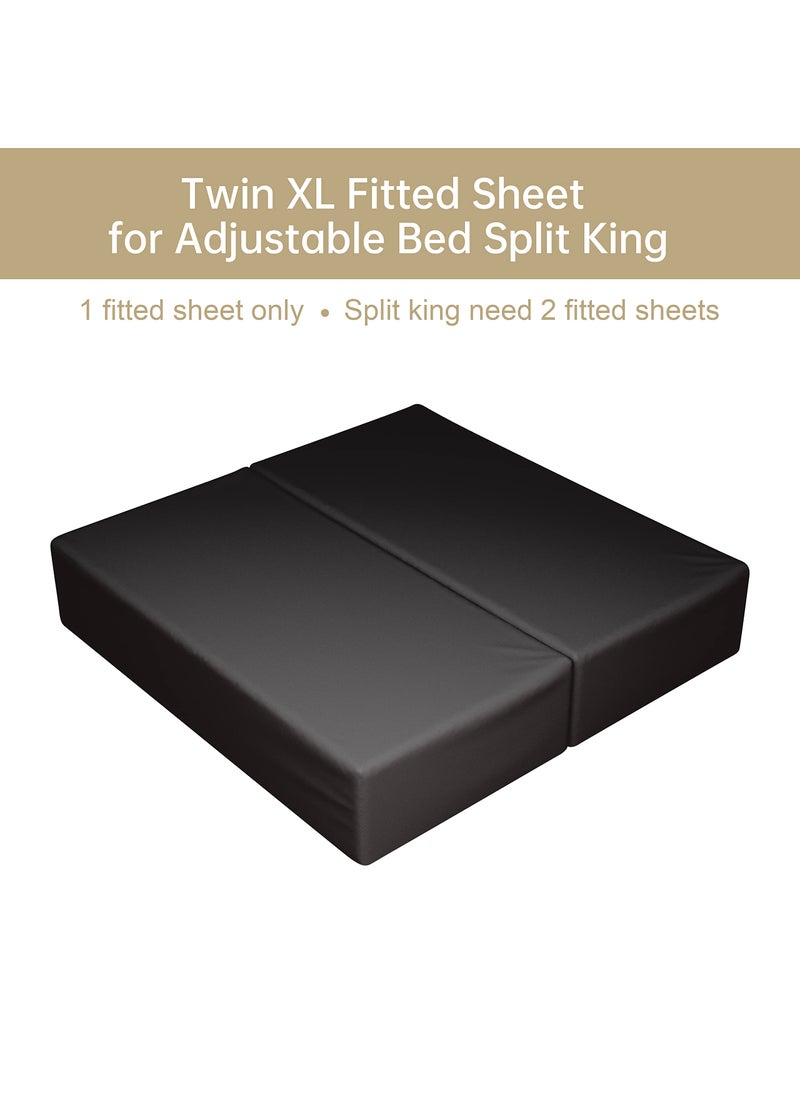 Zaizaihome 100% Egyptian Cotton Fitted Sheet Twin XL/Split King Size  600 Thread Count 16"" Deep Pocket Sheet  Soft & Elastic Sateen Weave Bottom Sheet for Home (Dark Grey 1 Pack Fitted Sheet Only  Twin XL)  - Image 4