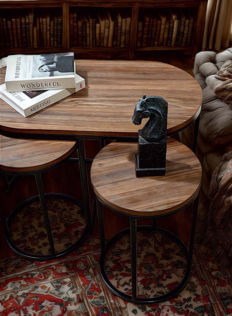 Sharpdo Round Coffee Table Simple Modern Living Room Home Wood Light Luxury Style Combination 1 Table and 2 Chair - Image 4