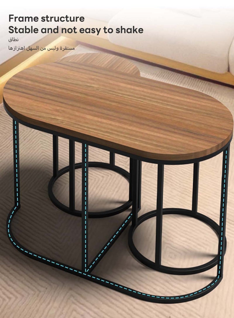 Sharpdo Round Coffee Table Simple Modern Living Room Home Wood Light Luxury Style Combination 1 Table and 2 Chair - Image 5