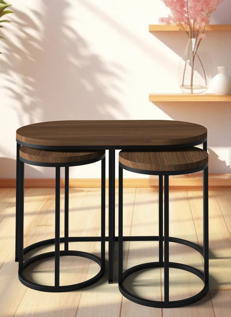 Sharpdo Round Coffee Table Simple Modern Living Room Home Wood Light Luxury Style Combination 1 Table and 2 Chair - Image 1