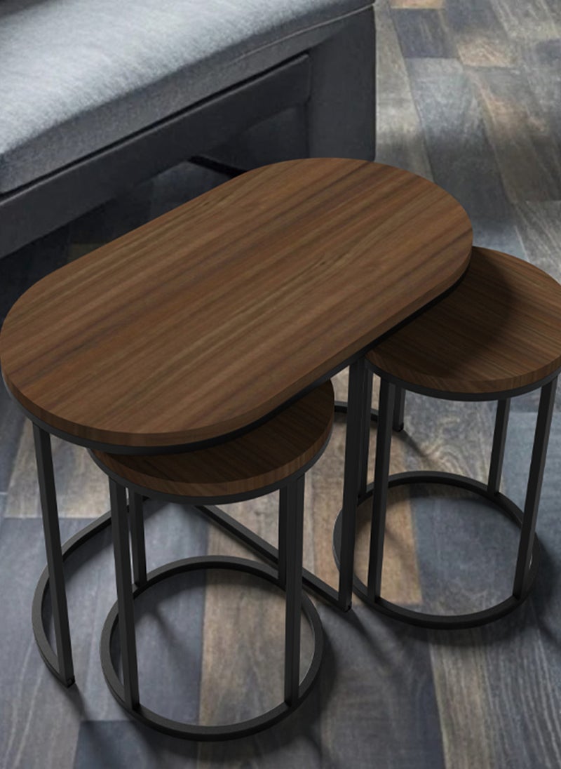 Sharpdo Round Coffee Table Simple Modern Living Room Home Wood Light Luxury Style Combination 1 Table and 2 Chair - Image 3