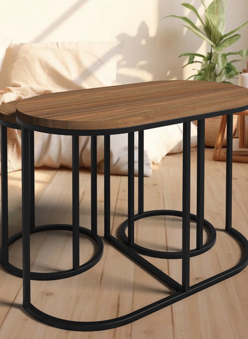 Sharpdo Round Coffee Table Simple Modern Living Room Home Wood Light Luxury Style Combination 1 Table and 2 Chair - Image 2