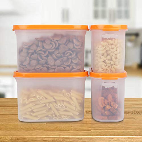 Cutting EDGE 1200ml Anti-Microbial Seal Plastic Storage Container Set of 4, BPA-Free & Leak-Proof, Stackable & Nestable, Reusable Food Organizers For Kitchen, Pantry, Fridge & Meal Prep (Orange) - Image 4