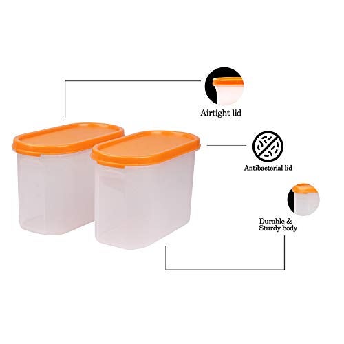 Cutting EDGE 1200ml Anti-Microbial Seal Plastic Storage Container Set of 4, BPA-Free & Leak-Proof, Stackable & Nestable, Reusable Food Organizers For Kitchen, Pantry, Fridge & Meal Prep (Orange) - Image 5