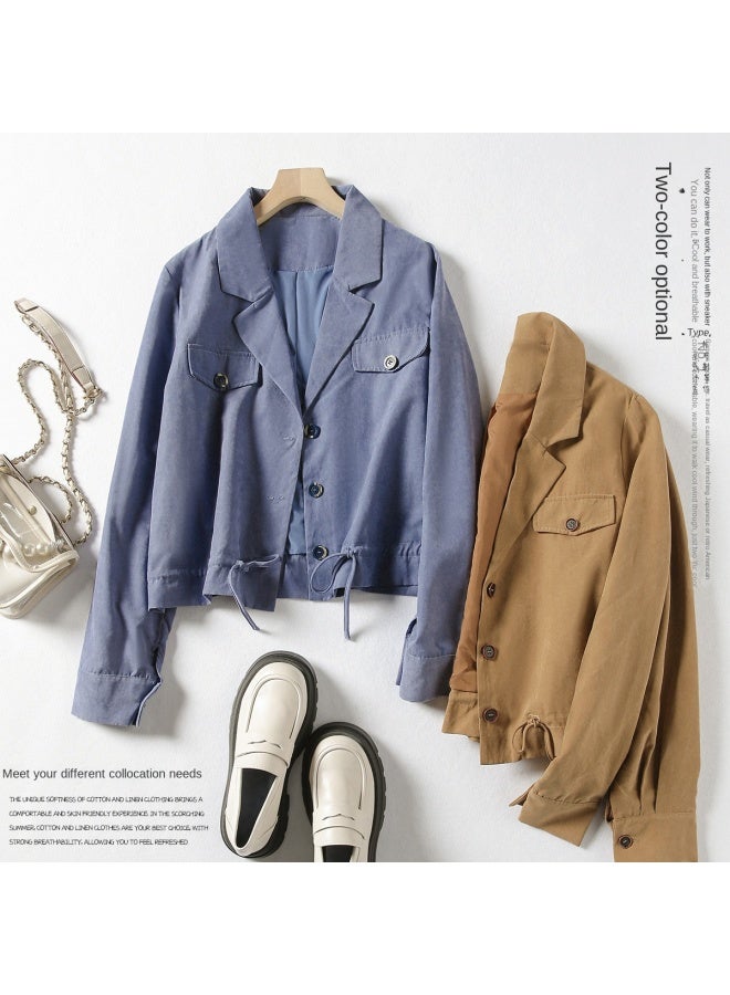 XINYANG Women's Blazer Jacket 2025 Spring Short Waist-cinching Suit Jacket Lapel Workwear Coat Cardigan Outerwear - Image 5