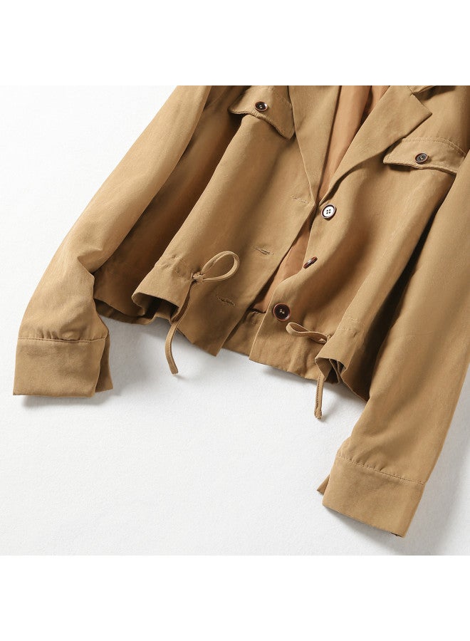 XINYANG Women's Blazer Jacket 2025 Spring Short Waist-cinching Suit Jacket Lapel Workwear Coat Cardigan Outerwear - Image 4