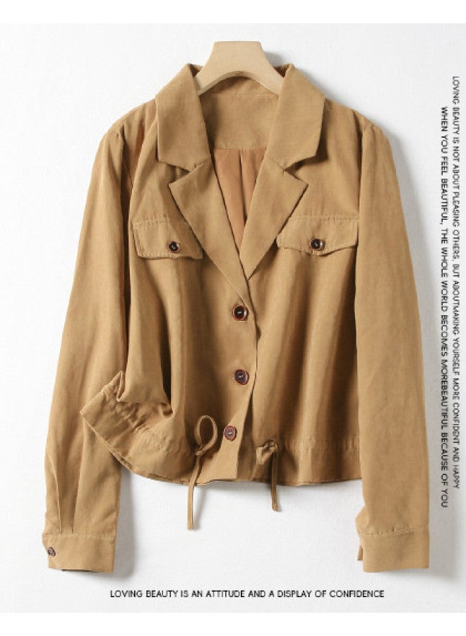 XINYANG Women's Blazer Jacket 2025 Spring Short Waist-cinching Suit Jacket Lapel Workwear Coat Cardigan Outerwear - Image 1