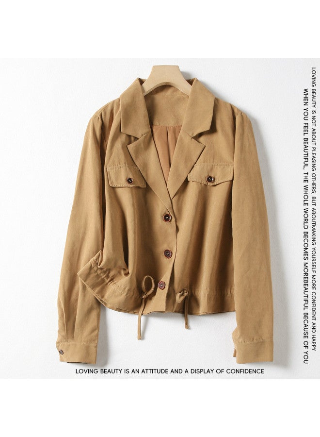 XINYANG Women's Blazer Jacket 2025 Spring Short Waist-cinching Suit Jacket Lapel Workwear Coat Cardigan Outerwear - Image 2