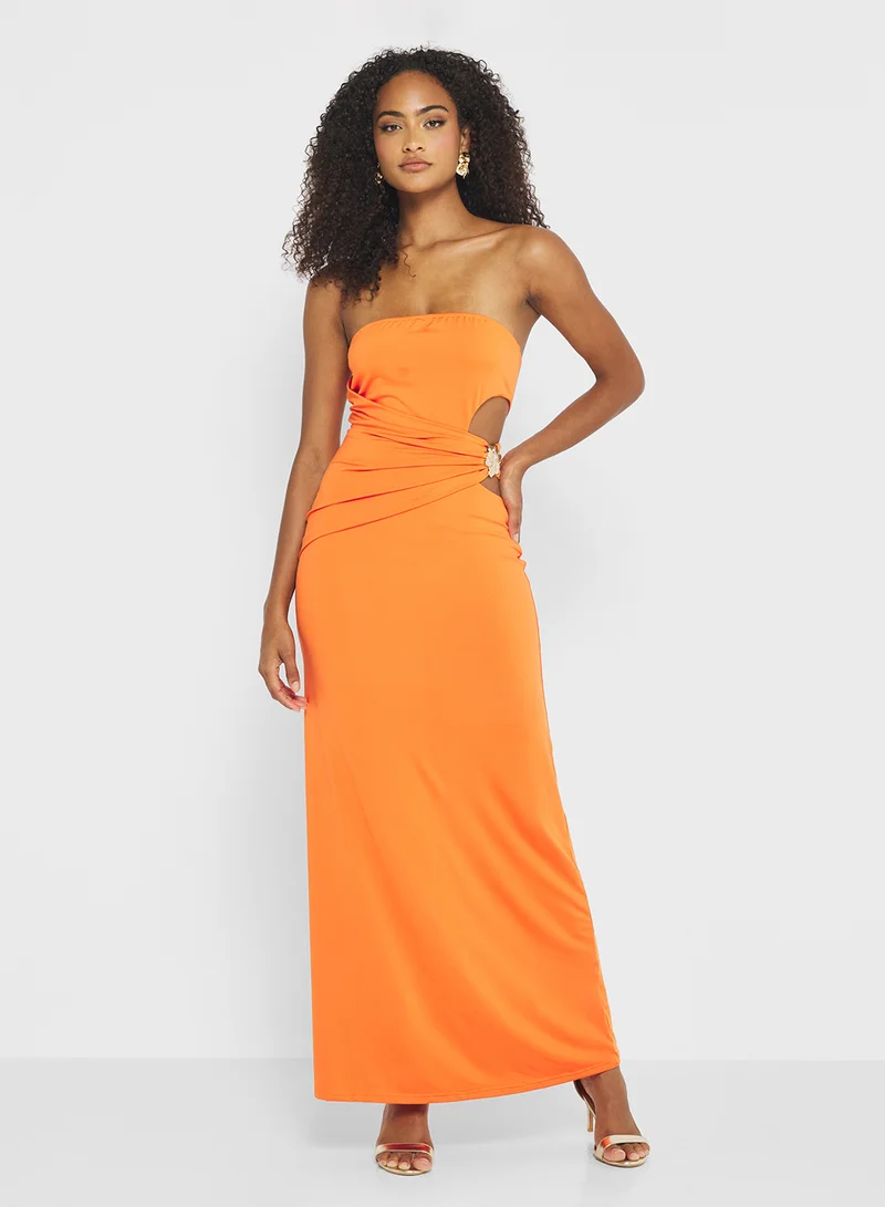 جينجر Bandeau Cutout Detail Draped Dress