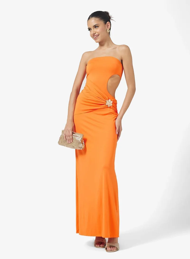 Ginger Bandeau Cutout Detail Draped Dress