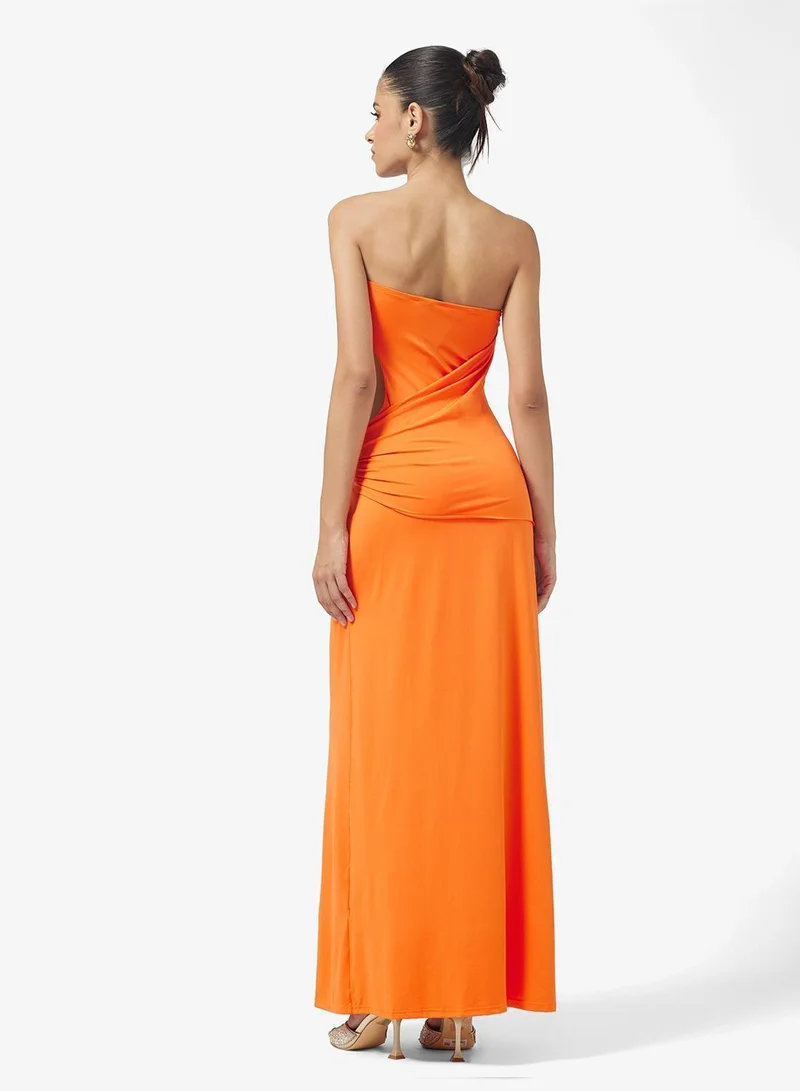 Ginger Bandeau Cutout Detail Draped Dress