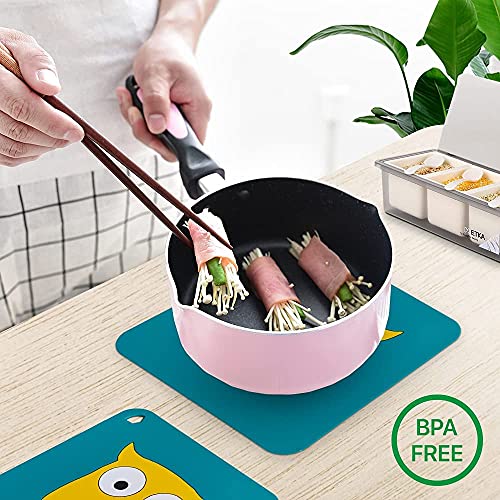 SHIDHMI Silicone Hot Pads, Non-Slip Round Coaster, Cup Insulation Mat, Tableware Insulation Pad, Multi-Use Creative Cartoon Silicone Hot Resistant Dish Mat, for Kitchen Mats, Table Mats (Set of 4) - Image 3