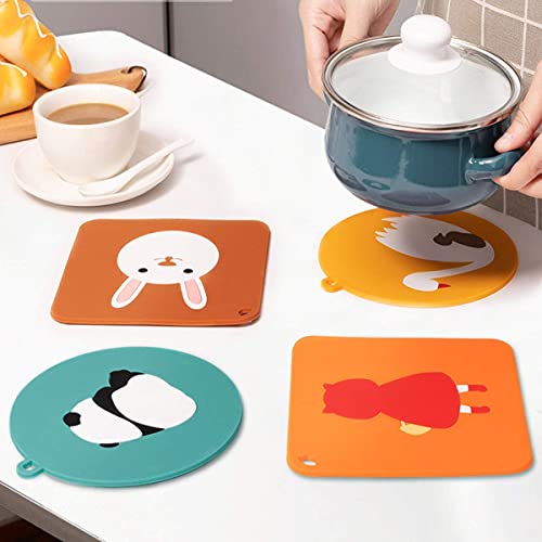 SHIDHMI Silicone Hot Pads, Non-Slip Round Coaster, Cup Insulation Mat, Tableware Insulation Pad, Multi-Use Creative Cartoon Silicone Hot Resistant Dish Mat, for Kitchen Mats, Table Mats (Set of 4) - Image 1