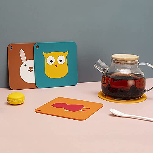 SHIDHMI Silicone Hot Pads, Non-Slip Round Coaster, Cup Insulation Mat, Tableware Insulation Pad, Multi-Use Creative Cartoon Silicone Hot Resistant Dish Mat, for Kitchen Mats, Table Mats (Set of 4) - Image 2