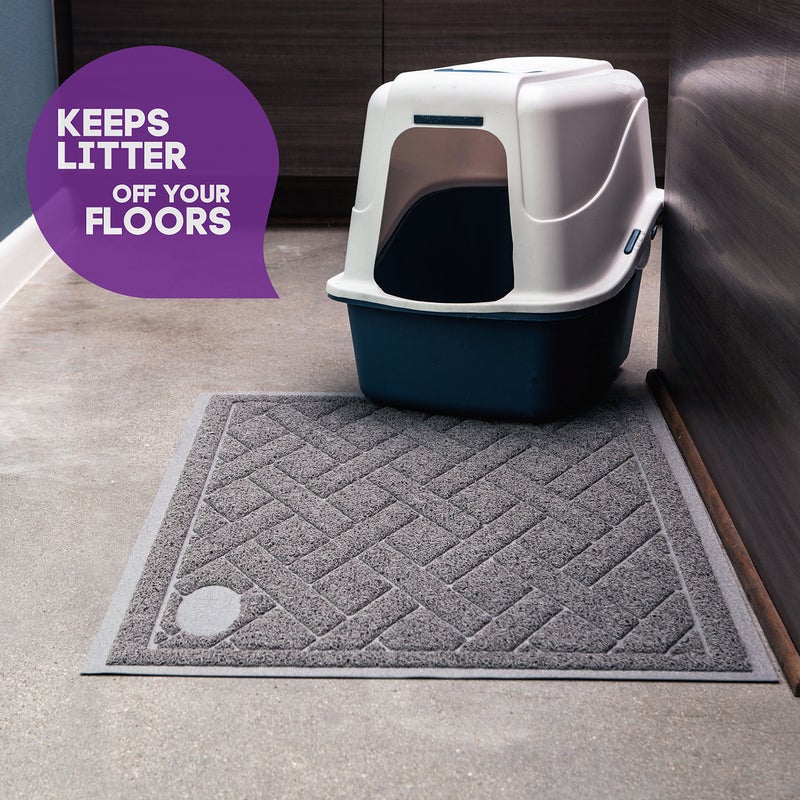 Pawkin Cat Litter Mat, Patented Design with Litter Lock Mesh, Extra Large, Durable, Easy to Clean, Soft, Fits Under Litter Box, Litter Free Floors, Gray - Image 3