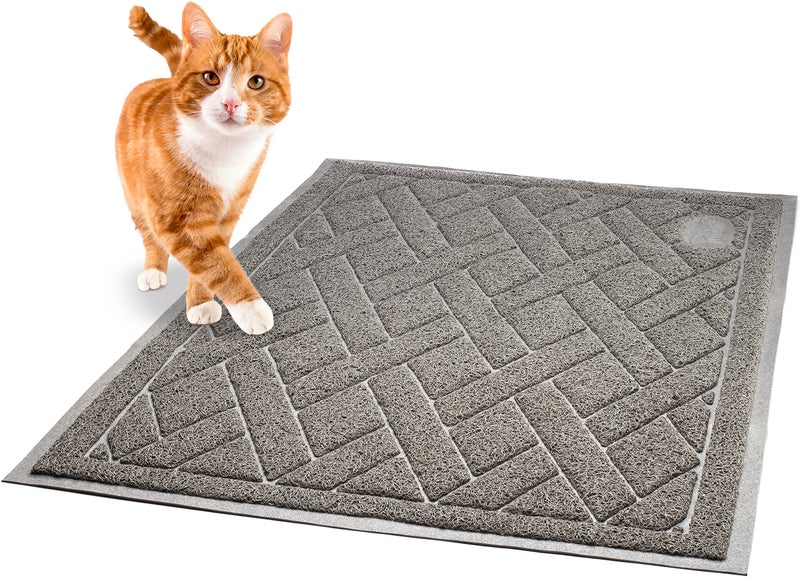 Pawkin Cat Litter Mat, Patented Design with Litter Lock Mesh, Extra Large, Durable, Easy to Clean, Soft, Fits Under Litter Box, Litter Free Floors, Gray - Image 2
