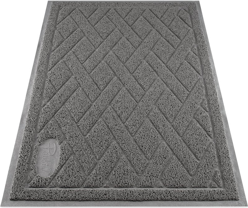Pawkin Cat Litter Mat, Patented Design with Litter Lock Mesh, Extra Large, Durable, Easy to Clean, Soft, Fits Under Litter Box, Litter Free Floors, Gray - Image 1