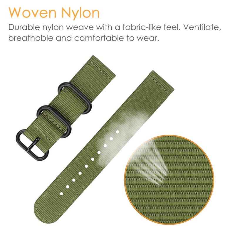 FINTIE Bands Compatible with Fitbit Versa 2/1 / Lite Edition, Soft Nylon Replacement Strap Wristband Accessories (Olive) - Image 5