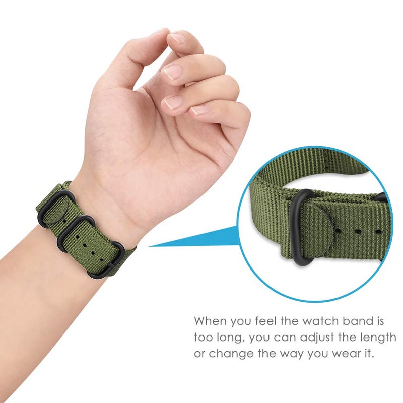 FINTIE Bands Compatible with Fitbit Versa 2/1 / Lite Edition, Soft Nylon Replacement Strap Wristband Accessories (Olive) - Image 4