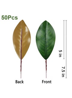 VENCELIN VENCELIN 50Pcs Artificial Magnolia Leaves-Fake Green Magnolia Leaves for Wedding Decorations,Bookmark,Fake Leaves Decor,DIY Magnolia Wreaths,Home Decor  - Image 2