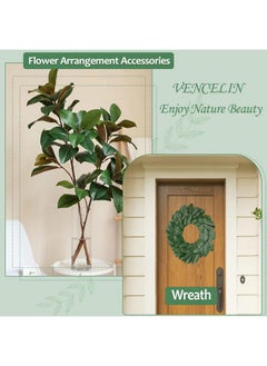 VENCELIN VENCELIN 50Pcs Artificial Magnolia Leaves-Fake Green Magnolia Leaves for Wedding Decorations,Bookmark,Fake Leaves Decor,DIY Magnolia Wreaths,Home Decor  - Image 3