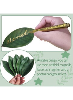 VENCELIN VENCELIN 50Pcs Artificial Magnolia Leaves-Fake Green Magnolia Leaves for Wedding Decorations,Bookmark,Fake Leaves Decor,DIY Magnolia Wreaths,Home Decor  - Image 5
