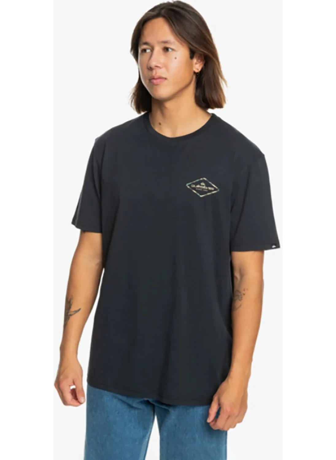 QUIKSILVER Black Men's O Neck Standard Fit Printed T-Shirt EQYZT07667_OMNI Lock