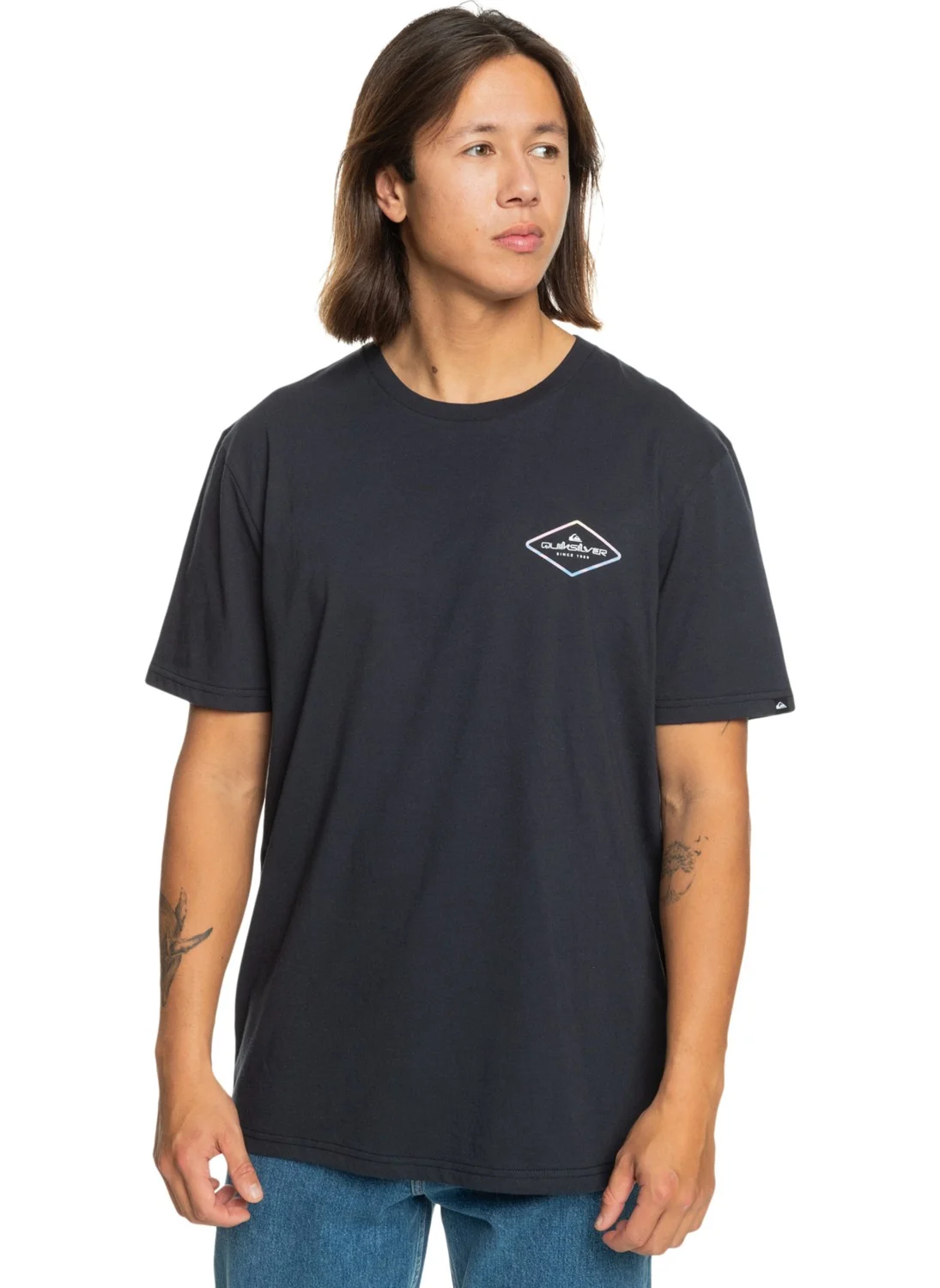 QUIKSILVER Black Men's O Neck Standard Fit Printed T-Shirt EQYZT07667_OMNI Lock