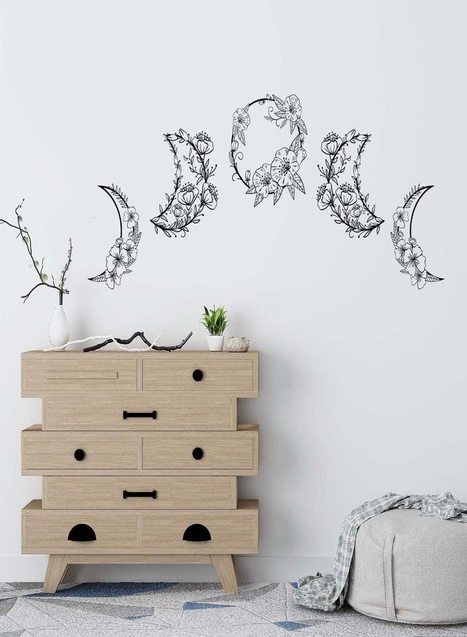 SUPERDANT Moon Phase Wall Decor Flowers Vine Wall Stickers Moon Shape Peel and Stick Art Decor DIY Vinyl Murals Window Cling Decals for Girl's Room Study Room Livingroom Bedroom Decoration - Image 4