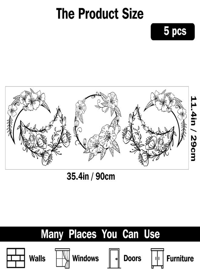 SUPERDANT Moon Phase Wall Decor Flowers Vine Wall Stickers Moon Shape Peel and Stick Art Decor DIY Vinyl Murals Window Cling Decals for Girl's Room Study Room Livingroom Bedroom Decoration - Image 2